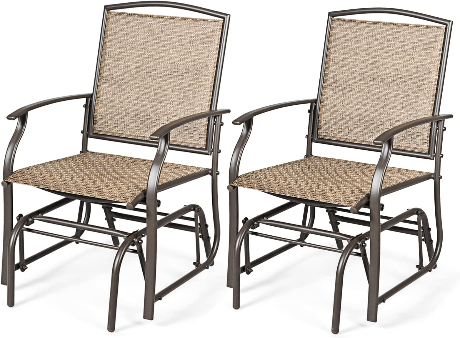 COSTWAY Set of 2 Garden Glider Rocking Chairs, Outdoor Gliding Swing ...
