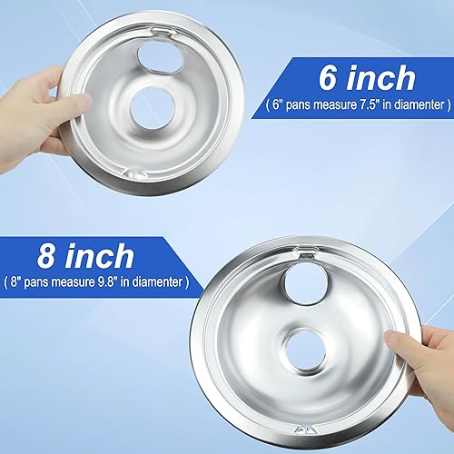 Miniatura 6 de Moldes de goteo Chrome Range compatibles con GE, Hotpoint y Kenmore Electric Stove - Reemplazo para WB31T10010, WB31T10011 (paquete de 4, 2 piezas