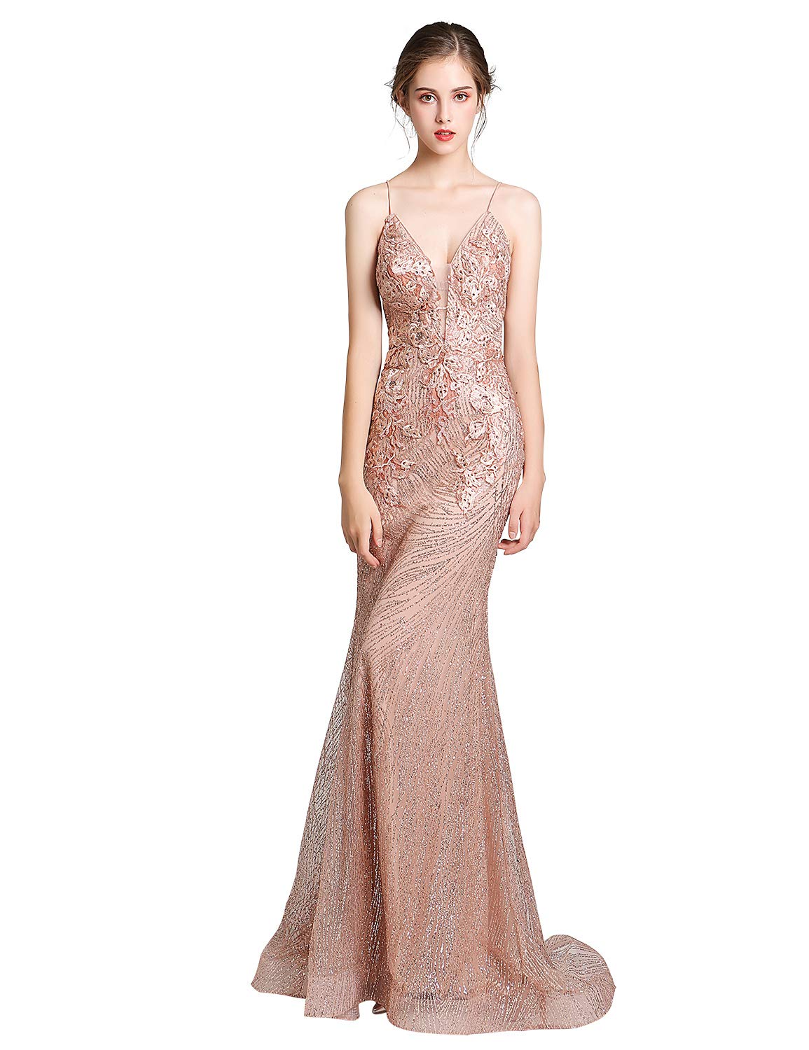 slim fit dress slacks One-Shoulder Rose Gold Long Formal Gown CB098 Rose Gold / 2 main image 1
