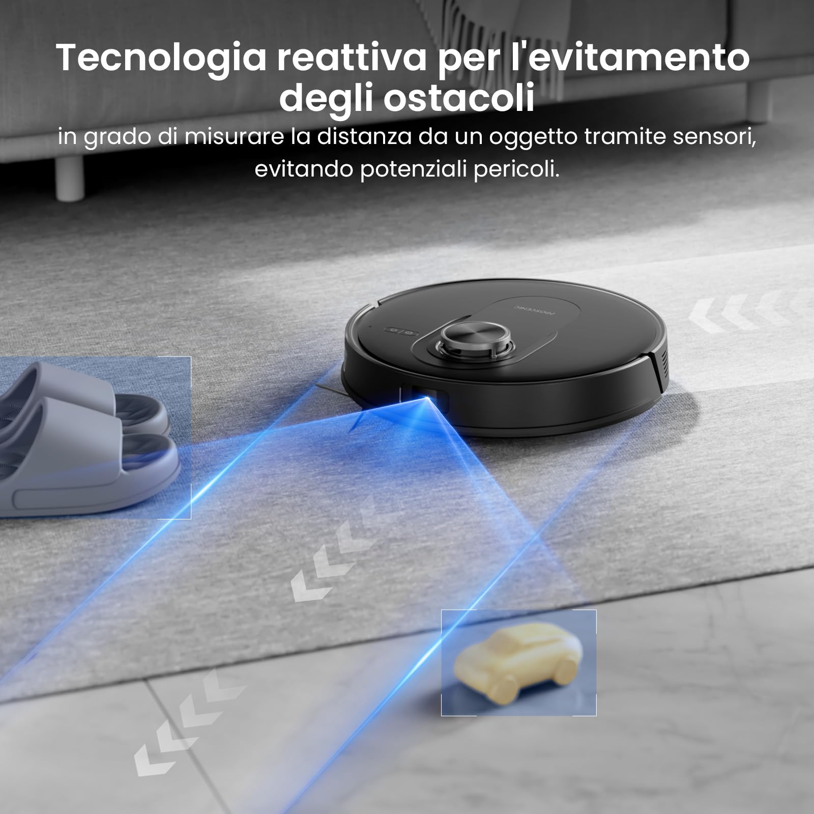 Proscenic Q8 Max+ Robot Aspirapolvere Lavapavimenti con Mappatura 8000Pa, 200 min, Evitamento Automatico Degli Ostacoli, Robot aspirapolvere con WiFi/Alexa/App, per Tappeti/Pavimenti/Peli