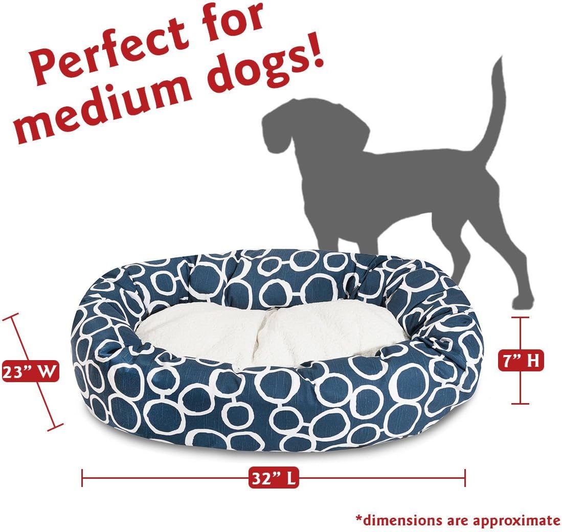 Majestic Pet 32" Fusion Navy Sherpa Bagel Bed