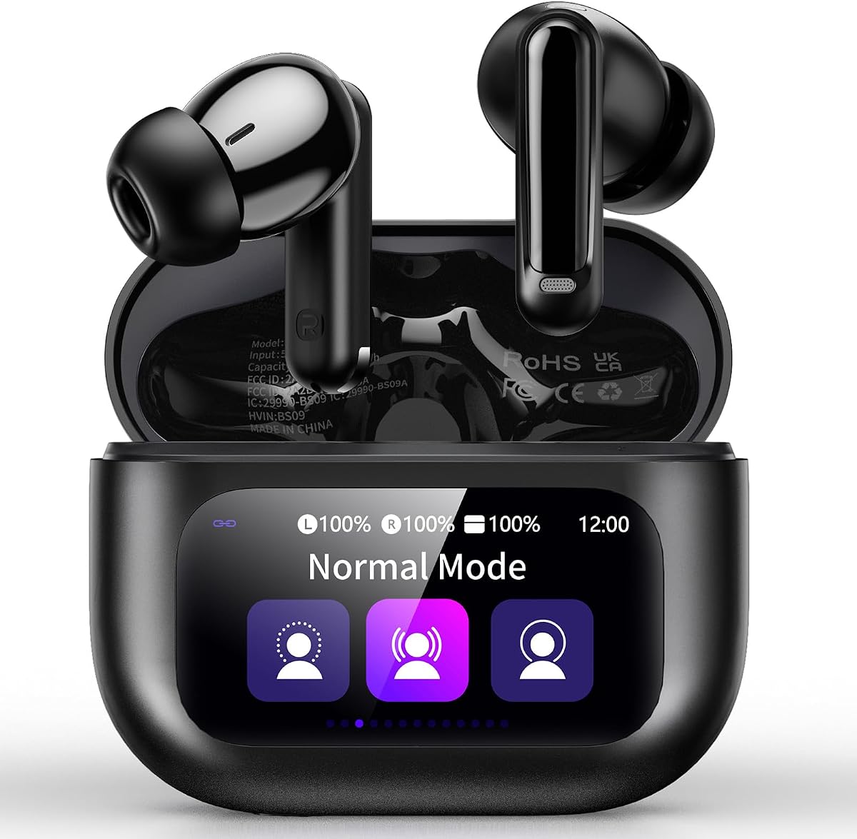 Wireless Earbuds, Bluetooth 5.4 Headphones with Multifunctional Touch Screen, 48H Bass Stereo Ear Buds with ANC/ENC Noise Cancelling/Transparency Mode, IPX7 Earphones with 5 EQ Modes for iOS Android