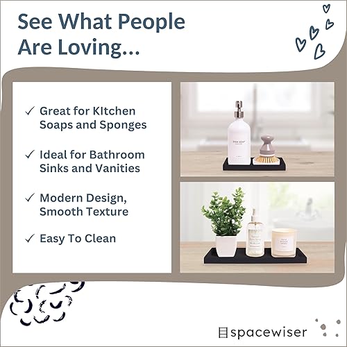 Miniatura 68 de Bandeja de encimera y tocador, 2 bandejas pequeñas de silicona de 7.7 pulgadas, bandeja de jabón de cocina, soporte para jabón de cocina, Gris