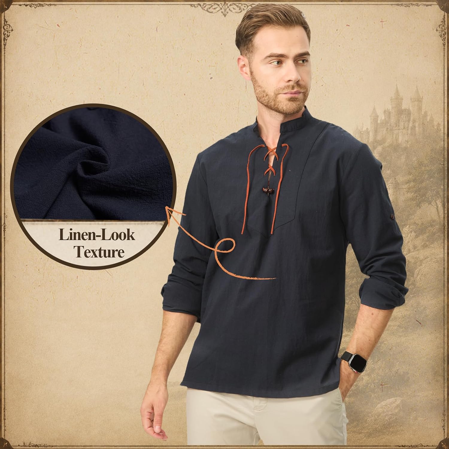 Berenlu Men's Renaissance Shirt for Medieval Pirate Costumes