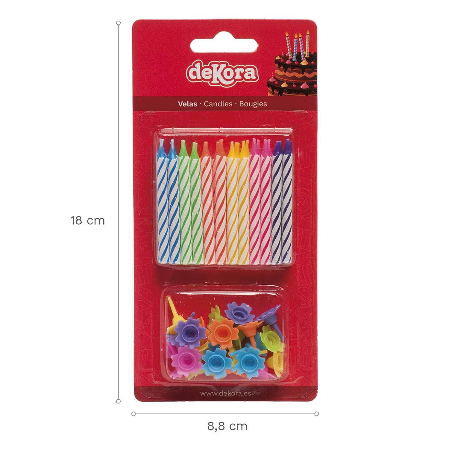 24 Bougie Anniversaire Classique Colorées Avec Bobeche