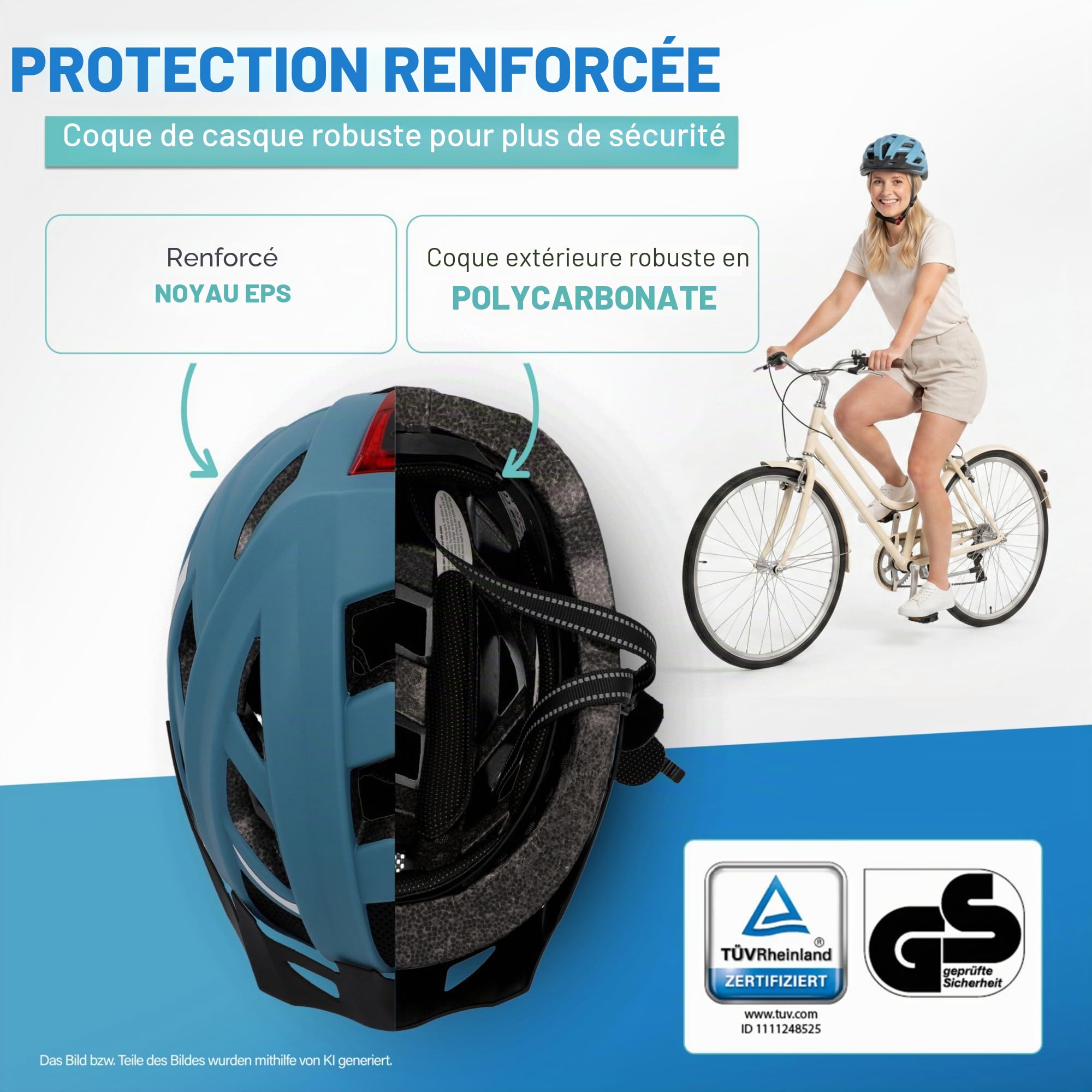 Fischer Urban Plus Casque de vélo avec feu arrière LED intégré pour Homme et Femme