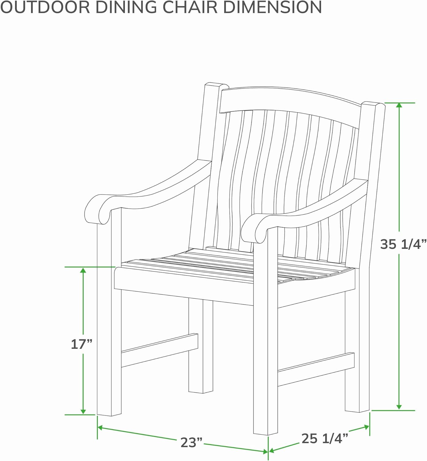 Cambridge Casual Arie Teak Outdoor Dining Chair, Weather-Resistant Patio Seating with Natural Finish for Garden Table, Porch, Deck, Balcony, or Outdoor Dining Area