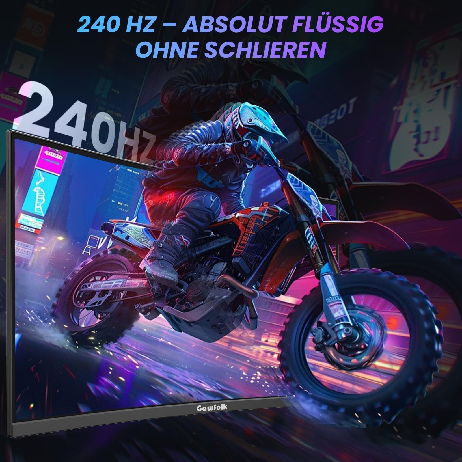 Gawfolk Monitor Gaming Curvo 34'' 240hz, UWQHD 3440x1440, 1500R， Adaptive Sync, HDMI2.0 & DP1.4