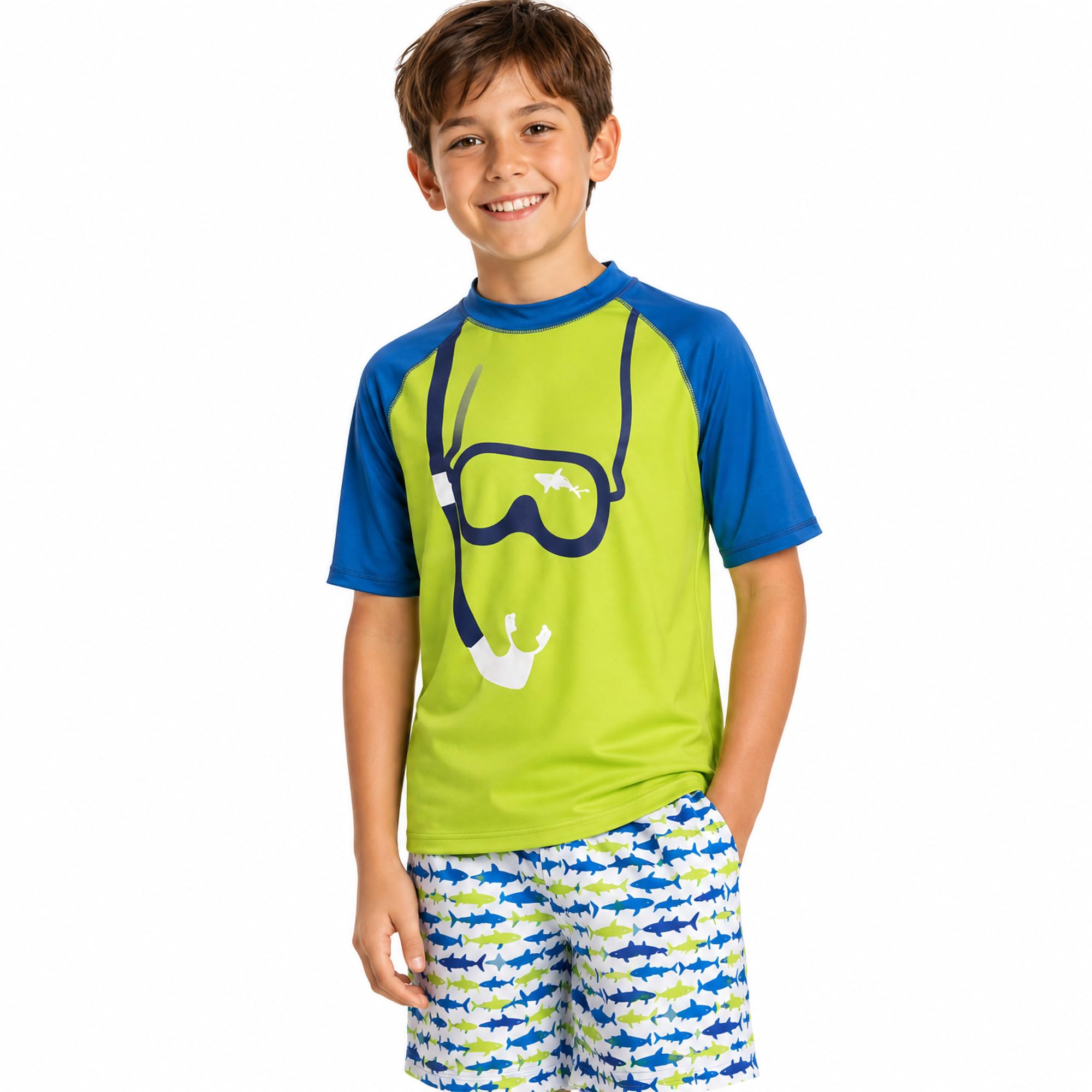 iXtreme Boys 2-Piece Rash Guard Swim Set Short Sleeve Shirt &amp; Trunks