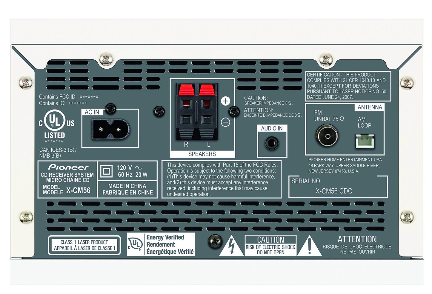 Pioneer Mini sistema estéreo X-CM56W com Bluetooth integrado
