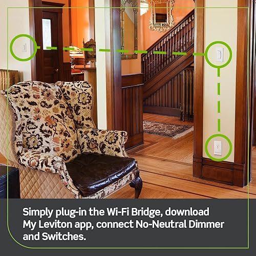 Miniatura 2 de Leviton Decora Smart - Kit de atenuación no neutro y puente Wi-Fi para hogares mayores sin cable neutro