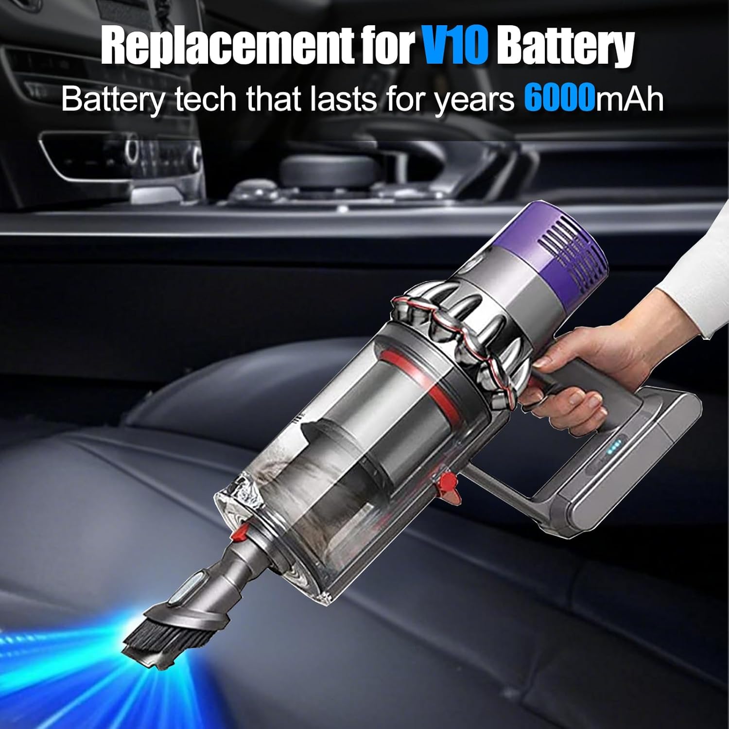 6000mAh V10 Vacuum SV12 7-Cell 206340 Battery Replacement Compatible with Dy.Son V10 Cyclone V10 Animal/Absolute/Motorhead/Fluffy/SV12 Handheld Cordless Vacuum Cleaner Li-ion 969352-02 Battery