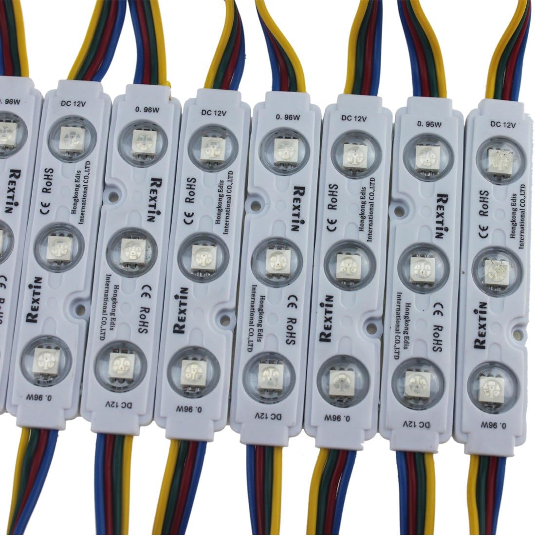 200pcs 12V 5050 SMD 3 LED Module RGB Color Changing Lights Lamp for Home Garden Xmas Wedding Party Decoration Letter Design (RGB Injection)