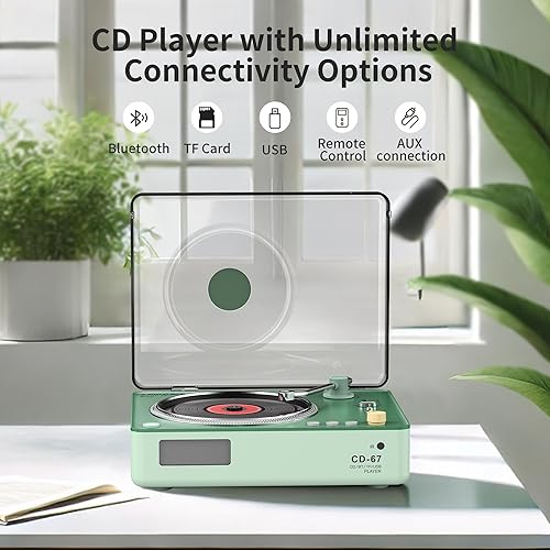 Miniatura 3 de Reproductor de CD portátil Boombox con Bluetooth, altavoces de 1.575 in, pantalla LCD, puerto USB, ranura para tarjeta SD