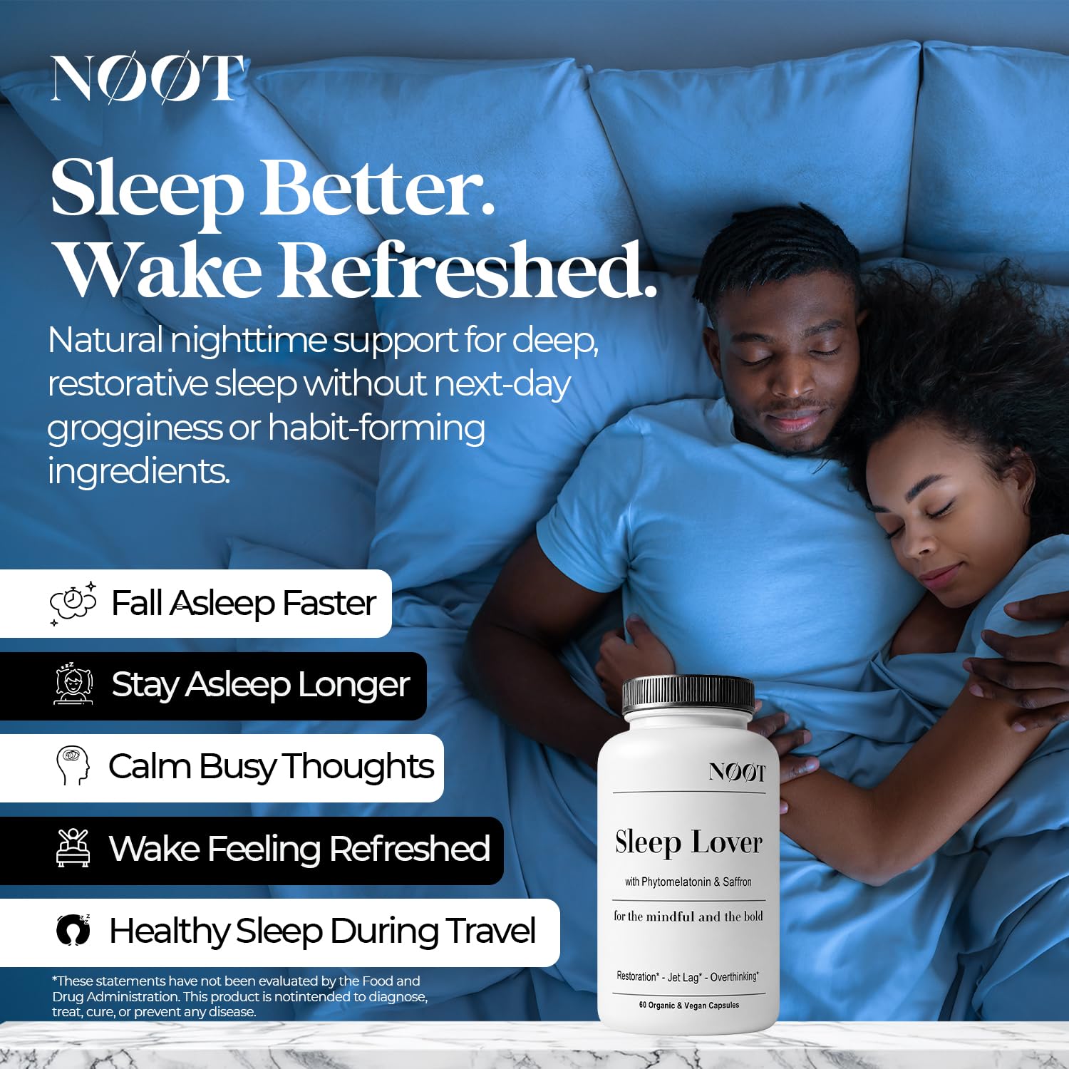 NOOT Sleep Lover Supplement – Natural Sleeping Aid for Adults & Students | Non-Habit Forming Sleep Supplement w. Ashwagandha, Lemon Balm, L-Theanine & Phytomelatonin | Deep Rest Support | 60 Capsules — Amazon image 6