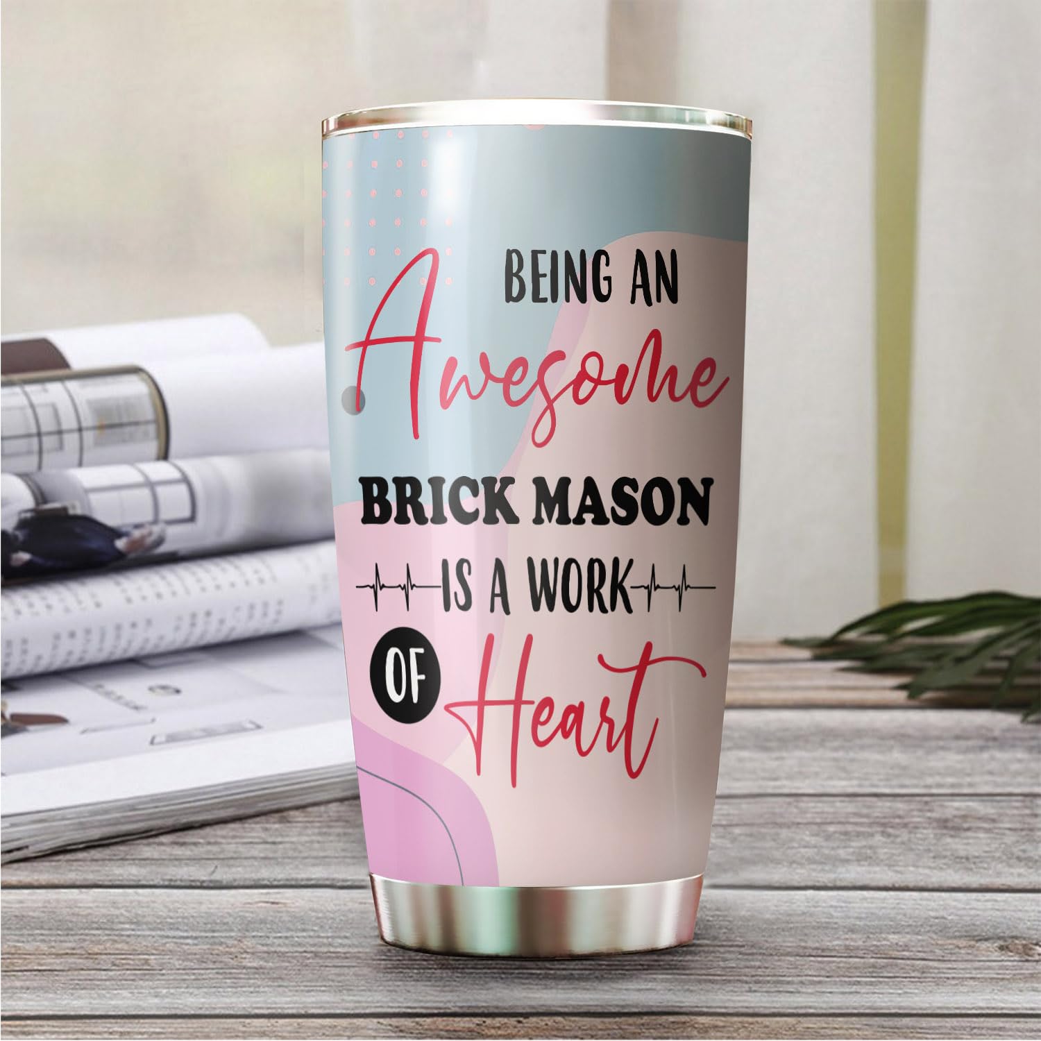 MEDROC Awesome Brick Mason Tumbler Stainless Steel 20oz, Funny Brick Mason Gifts Bulk For Birthday Christmas, Brick Mason Gifts For Men Women Office Coworker Driking Coffee Cup Humor