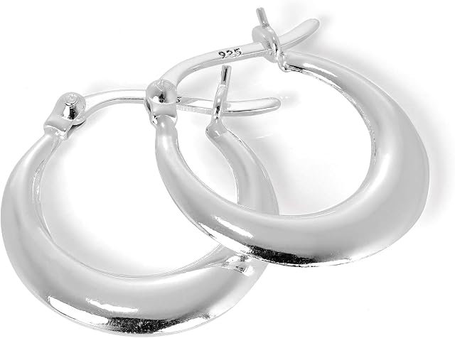Plain Sterling Silver Small Creole 17mm Hoop Earrings
