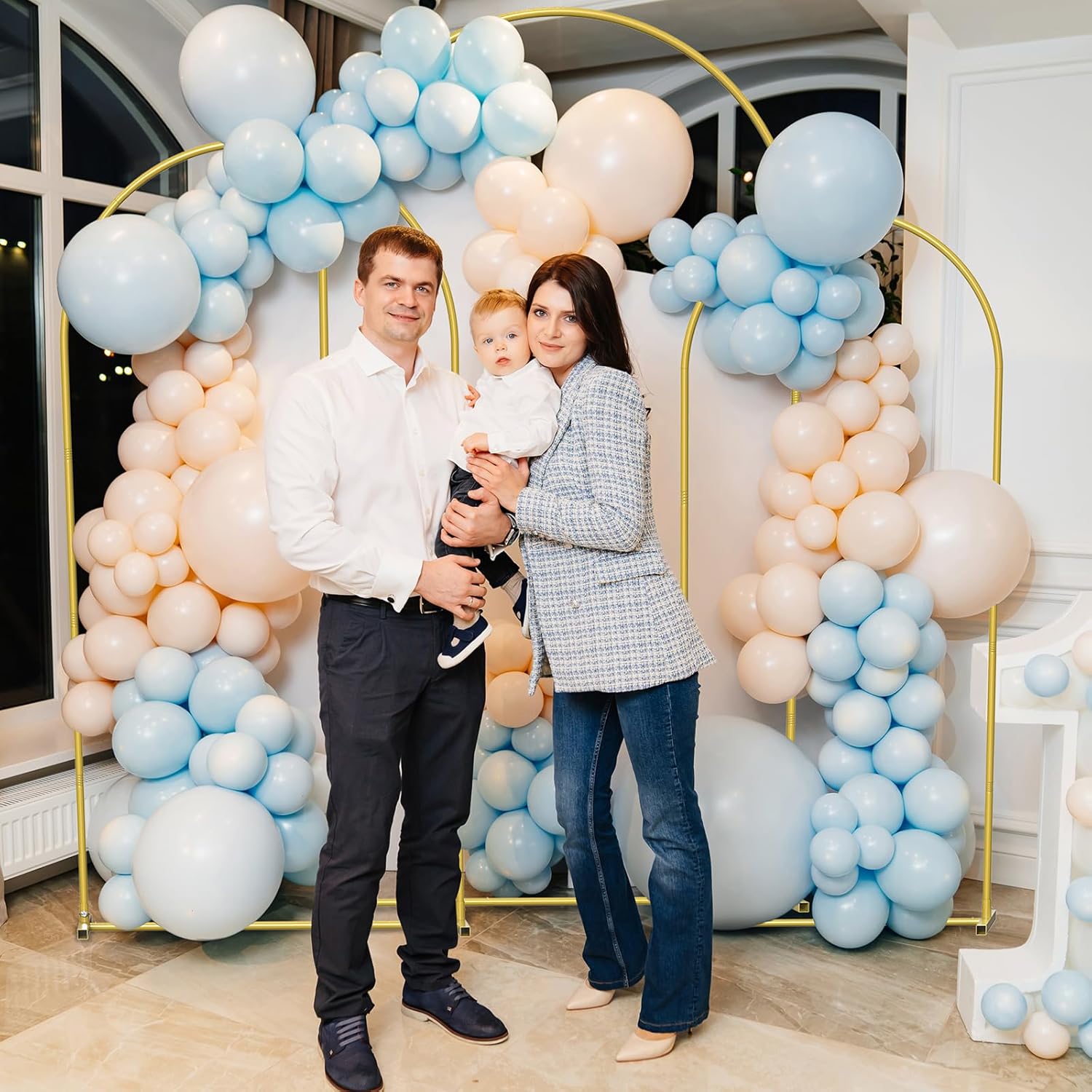 Wedding Arch Backdrop Stand Set of 3(7.3FT/6.6FT/6FT),Metal Balloon Arch for Wedding Ceremony Baby Shower, Outdoor Indoor Birthday Party,Garden Floral Arch Backdrop Stand Decoration, Gold Set of 3 Gold