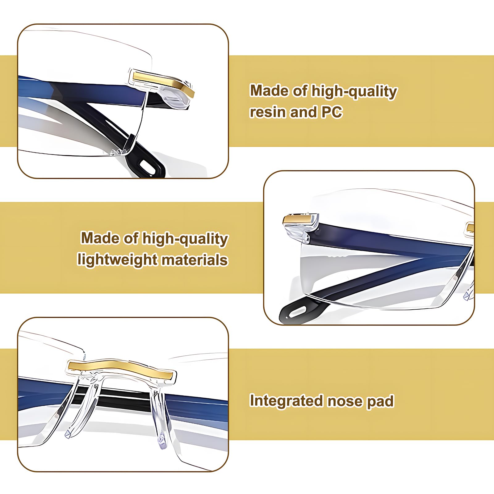 3 Pcs Gafas Autograduables Inteligentes,Gafas Inteligentes Autograduables,PresbiciaGafa de Lectura Gafa Con Zoom Automático Y Protección Contra La Luz Azul,Con 3 Paño Limpieza y 3 Estuche Para Gafa — view 3
