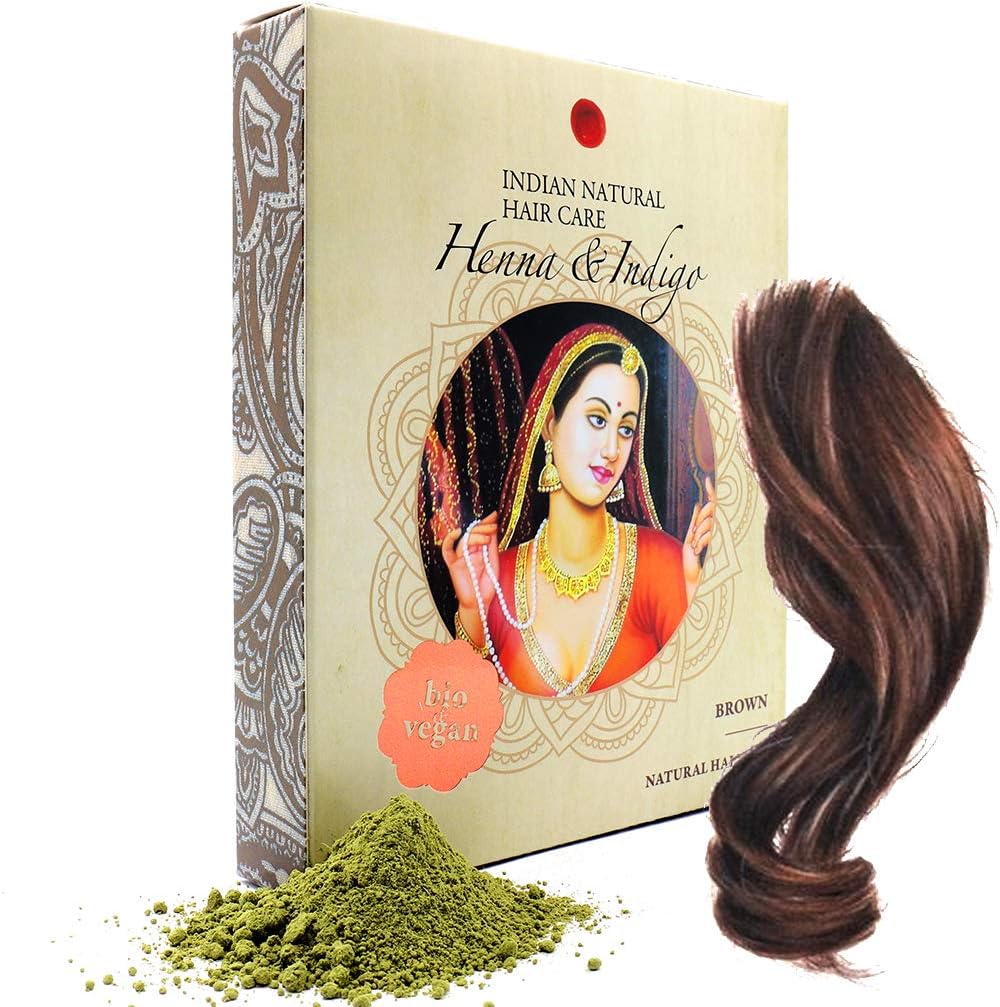 Henna & Indigo Powder - Brown Hair Dye - Fresh & Pure Organic - 7oz - Indian Natural Hair Care
