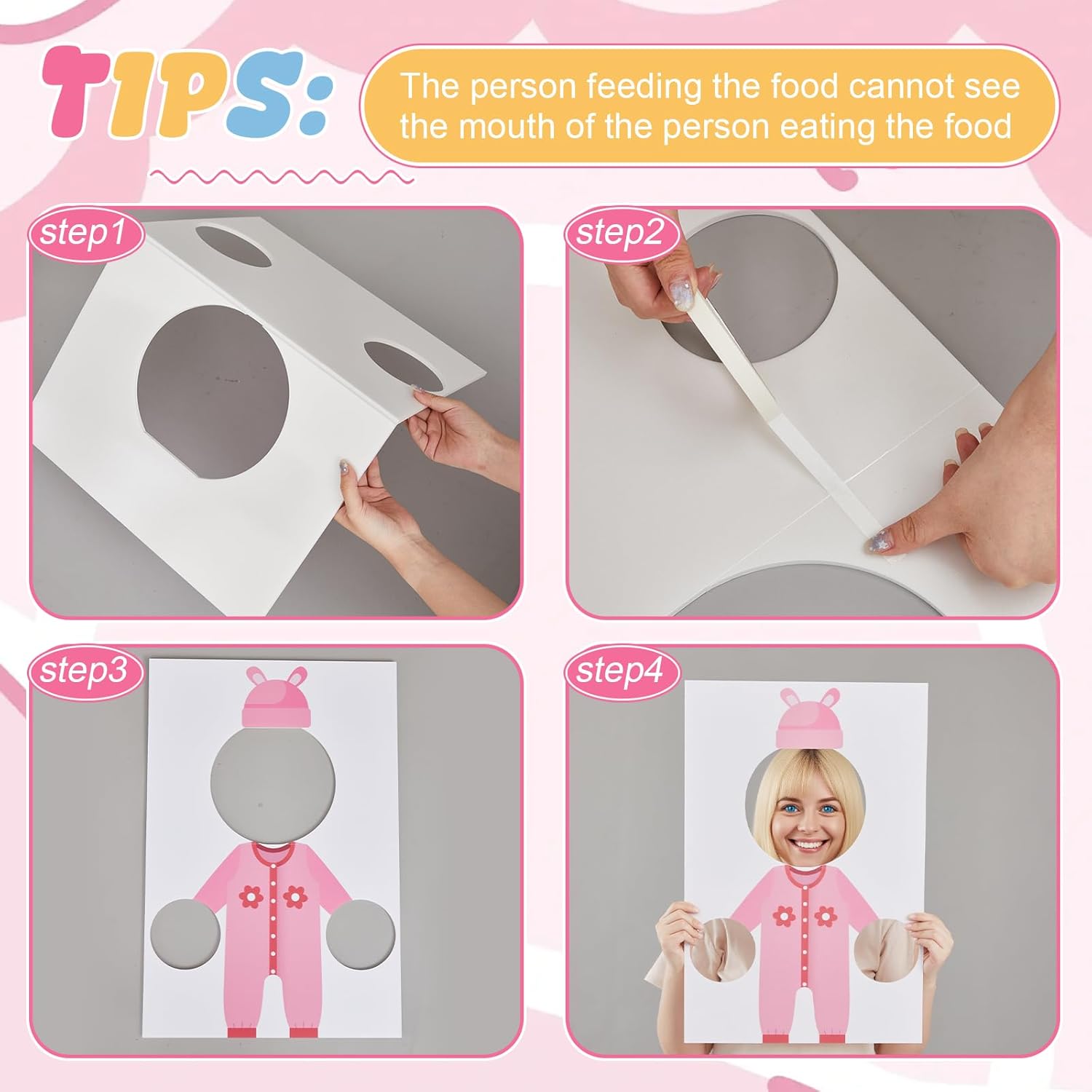 6 Set Baby Shower Games Party Favors, Gender Reveal Games Feed Me with 6 Pcs Kt Boards and 6 Pcs Eye Patches for Funny Baby Shower Party Activities Supplies(Gender-Neutral,Multicolor)