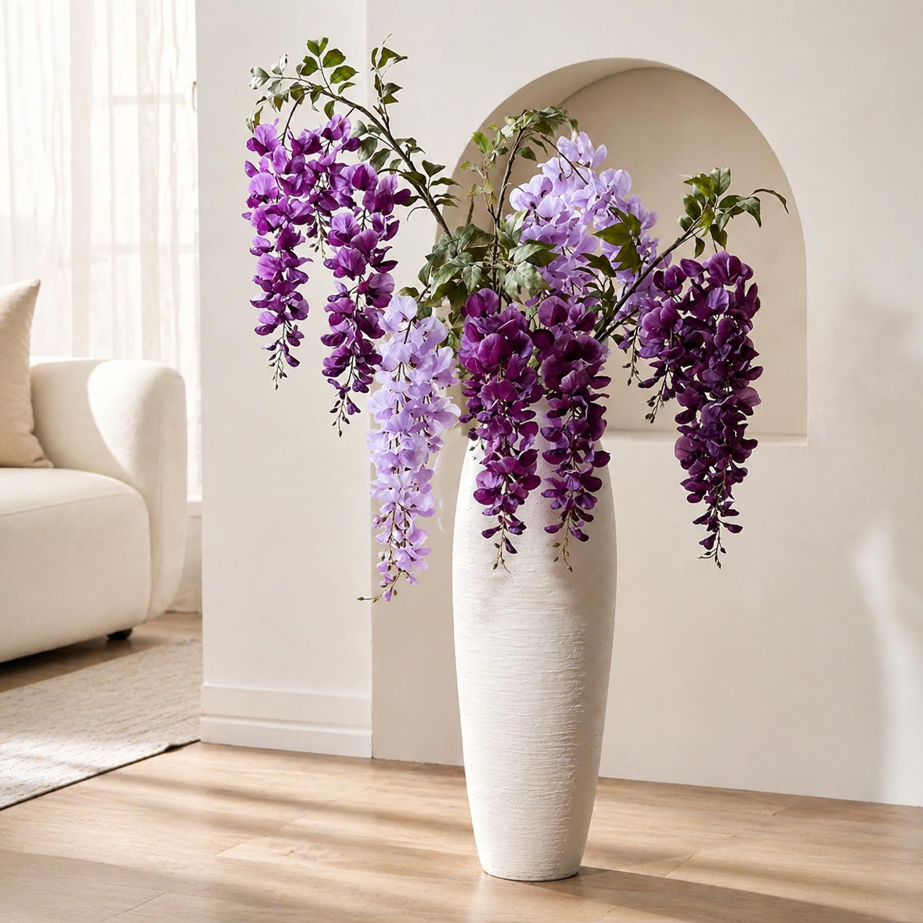 100cm Wisteria Sztuczne Kwiaty Jedwabne Bukiet Sztucznych Kwiatów Sztuczne Kwiaty Gałęzie Wisteria Kwiat Do Domu Na Wesele Przyjęcie Dekoracyjna Aranżacja Multi-colored,5 Pcs