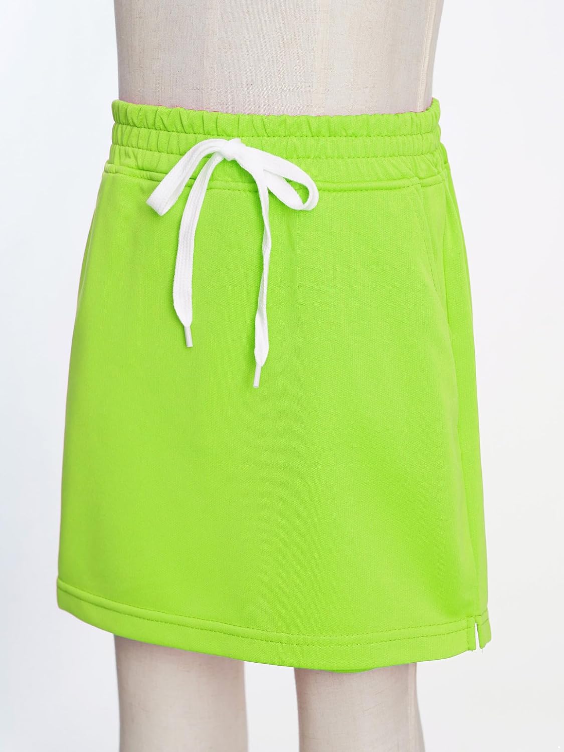 Mufeng Kids Girls Bowknot Tennis Golf Badminton Skirts Solid Color Elastic Waistband Sport Pantskirt with Pocket