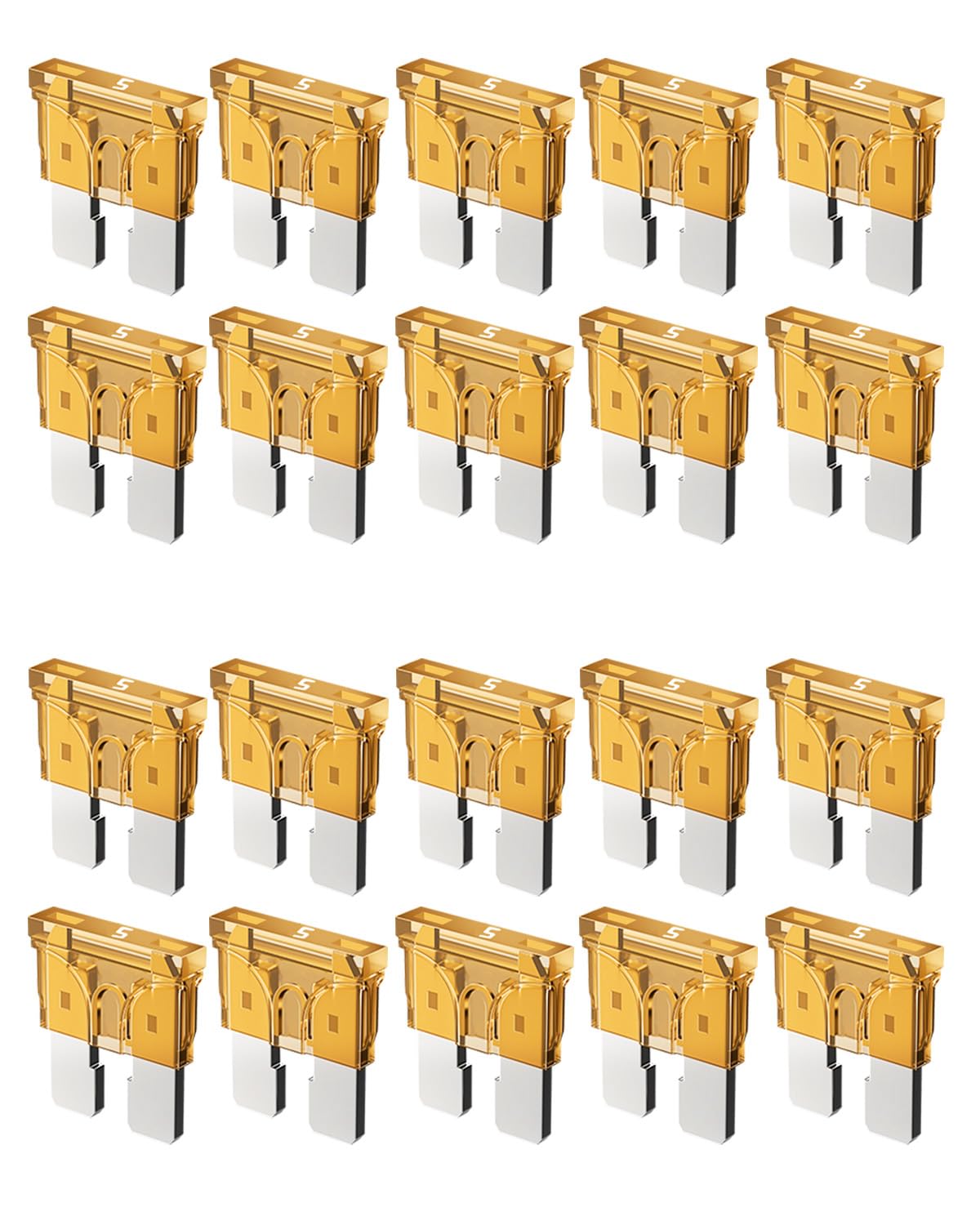 Riseuvo 20pcs 5A Standard Car Fuses - 5 AMP Automotive Fuses(ATO/APR/ATS), 32V (12/24V) Blade Fuse for RV/Truck/SUV
