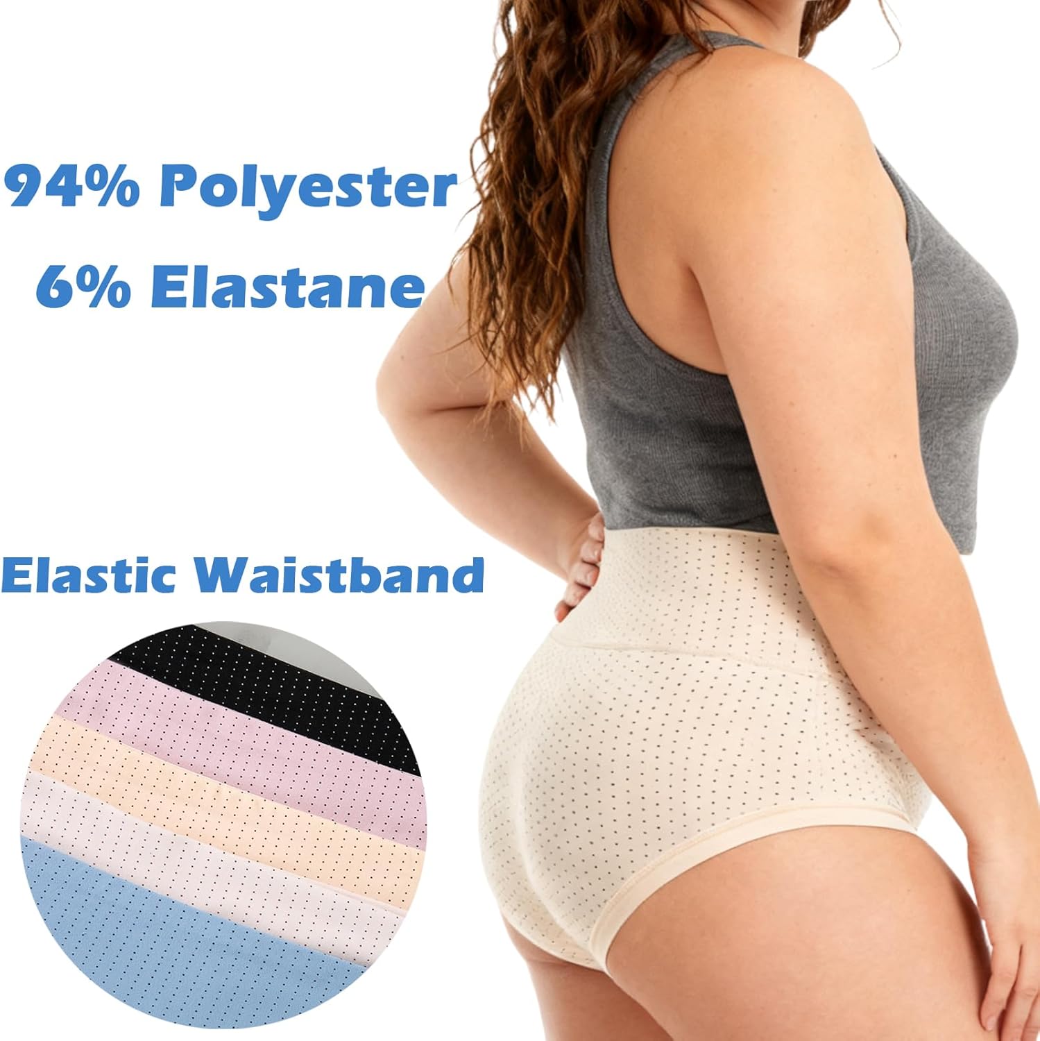 Womens Underwear Plus Size Panties XL-5XL Mid High Waist Ladies Briefs Point Print Undies for Woman - Image 4