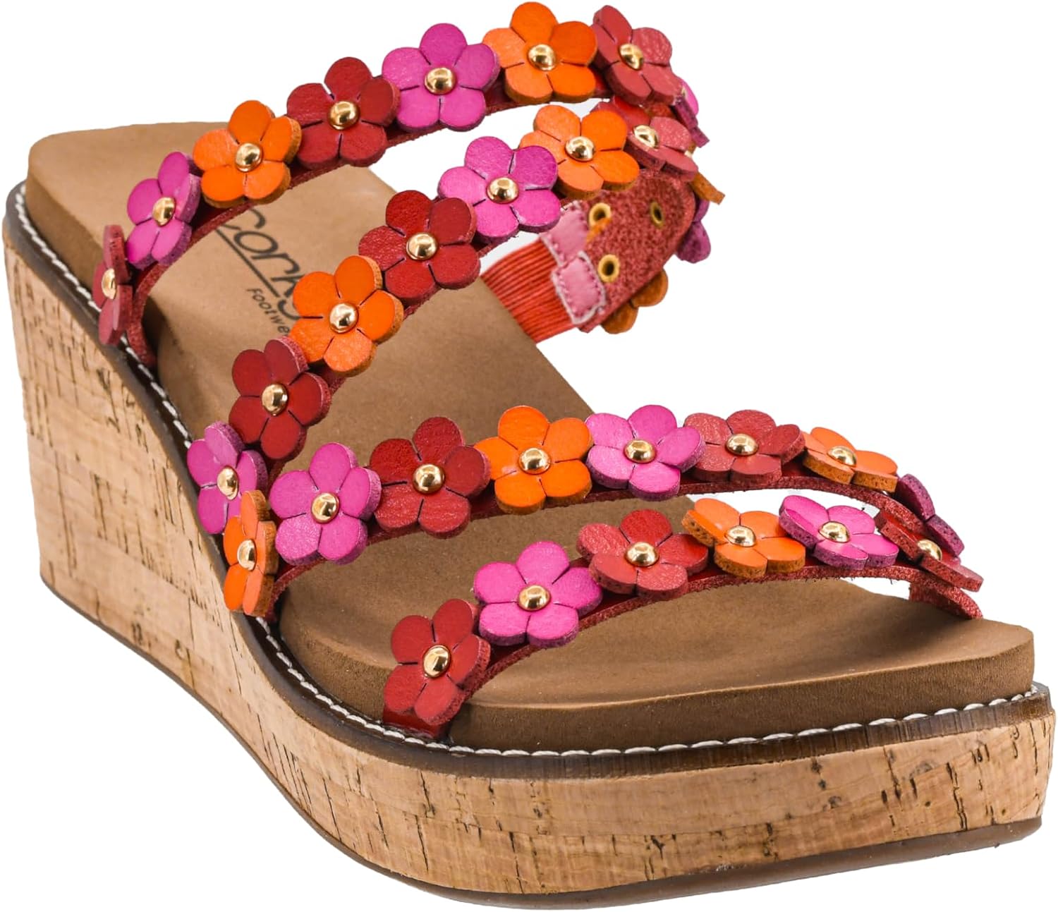 Corkys Footwear Womens Let’s Be Friends Wedge – With a 2.5 Inch Heel, a Cushioned EVA Insole for All-Day Wear, and a Strappy Floral Upper For a Cute Spring Look