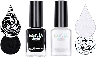 Whats Up Nails - 2 Essential Stamping Polishes (White, Black) Creme Lacquer for Stamped Nail Art Design 7 Free Cruelty Free Vegan