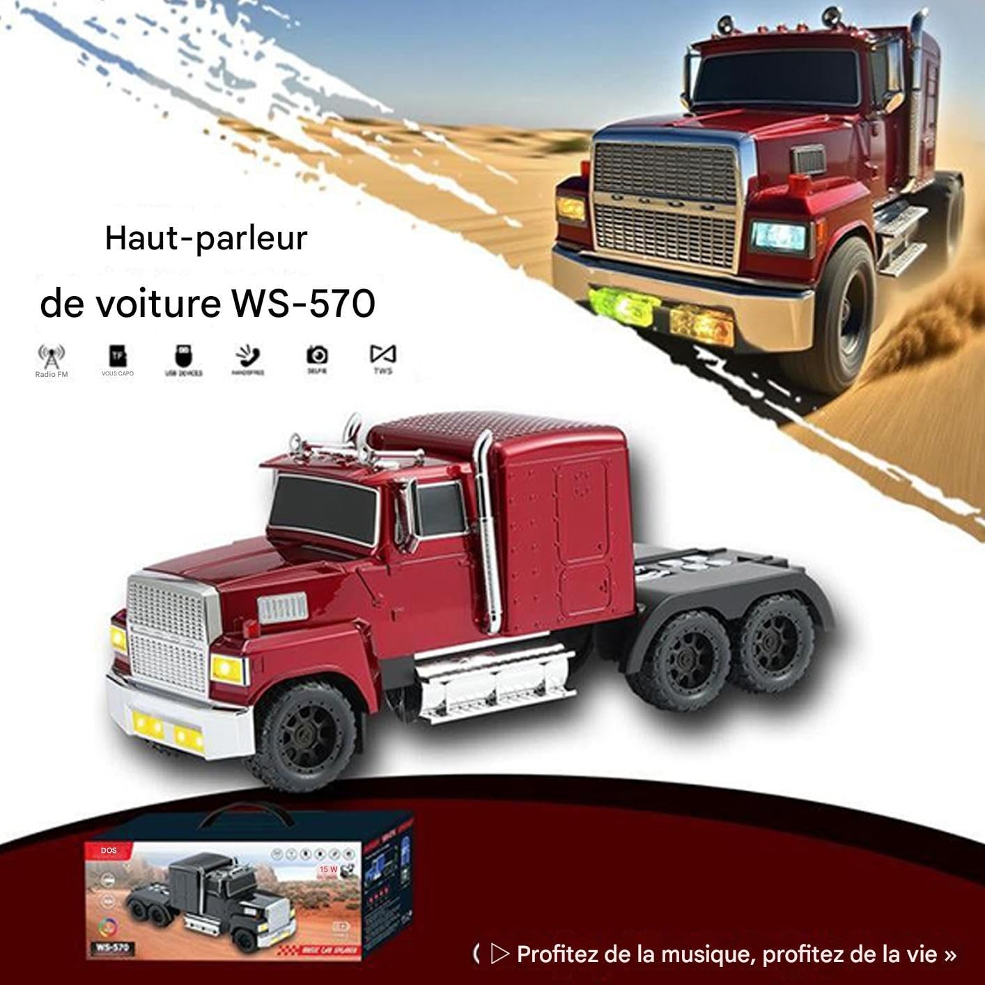 Altoparlanti da Tavolo Cassa a Forma di Camion con Microfono Integrato e | Altoparlante Senza Fili da Viaggio con LED e Radio FM Per Appassionati di Auto, Feste e Viaggio