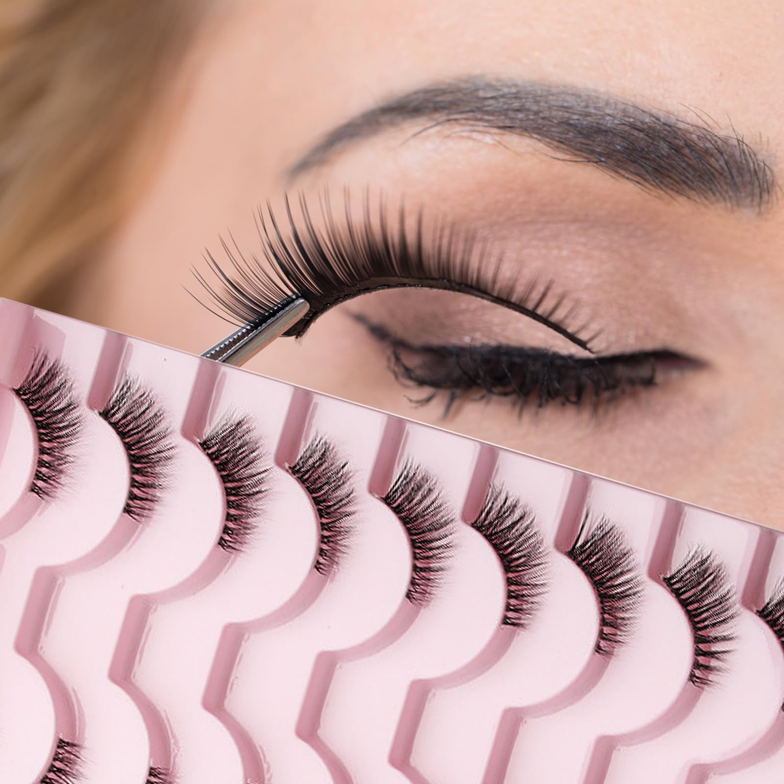 Pół rzęsa, naturalne i sztuczny, 10 par, kocie oko, half cateye, 3D