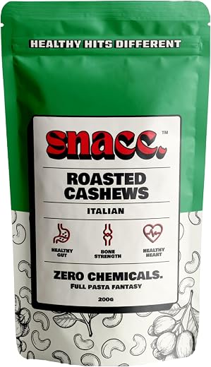 Snacc Italian Herb Roasted Cashews 200g | Savoury Masala Kaju Dry Fruit | Crunchy Premium Cashew Nuts | Protein-Rich | Zer...