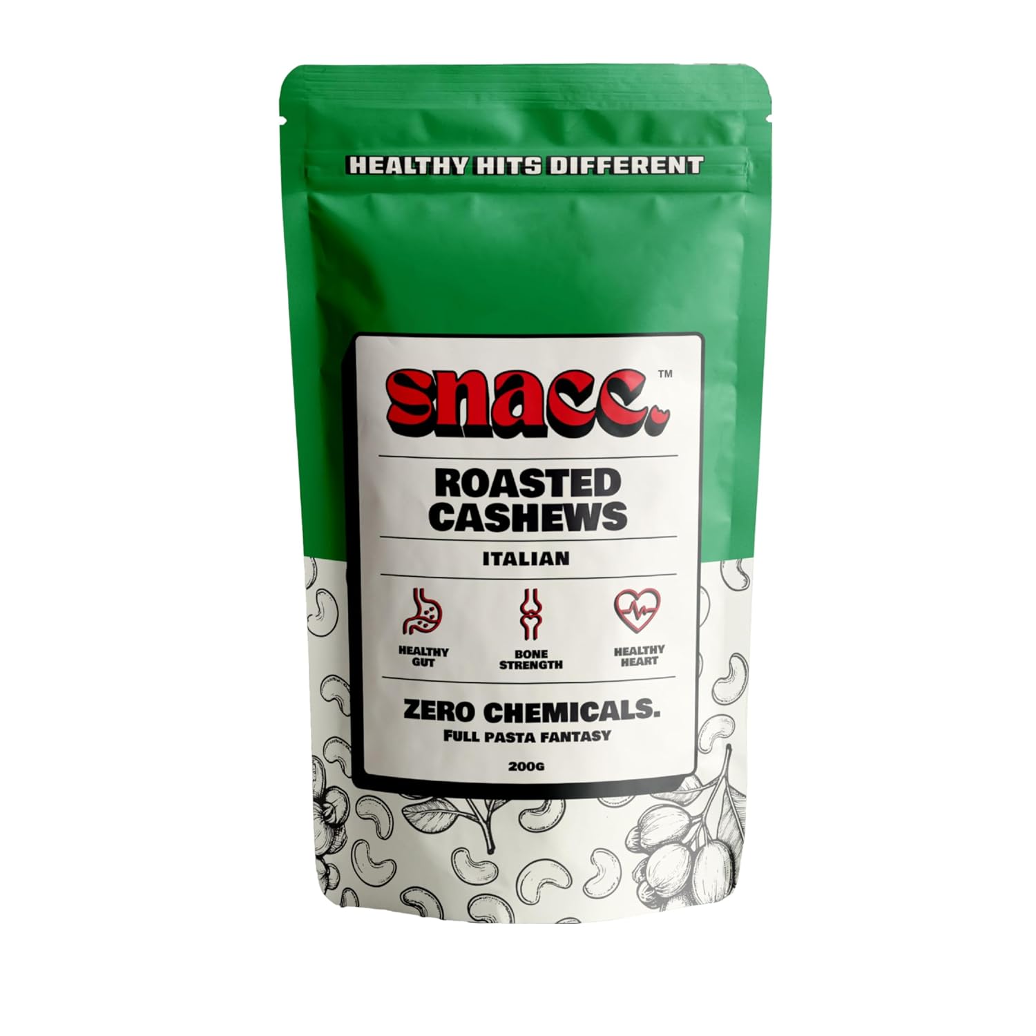 Snacc Italian Herb Roasted Cashews 200g | Savoury Masala Kaju Dry Fruit | Crunchy Premium Cashew Nuts | Protein-Rich | Zer...