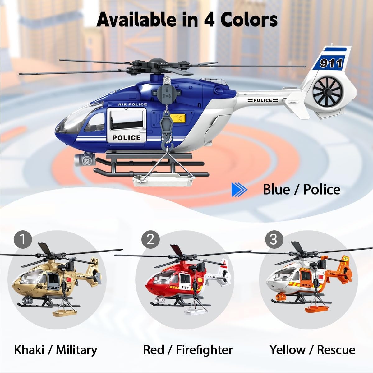 Toddler Boy Toys for 3 4 5 6 Year Old, big Helicopter Toy with Spinning Propellers, Hanging Basket, Lights & Sounds,Police Toys,Birthday Gifts for Kids Child 2 3 4 5 6 Years Old (Police helicopter)