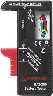 Amprobe BAT-200 Battery Tester for AA, AAA, C, D, 9V & Rechargeable Batteries - Color-Coded Display