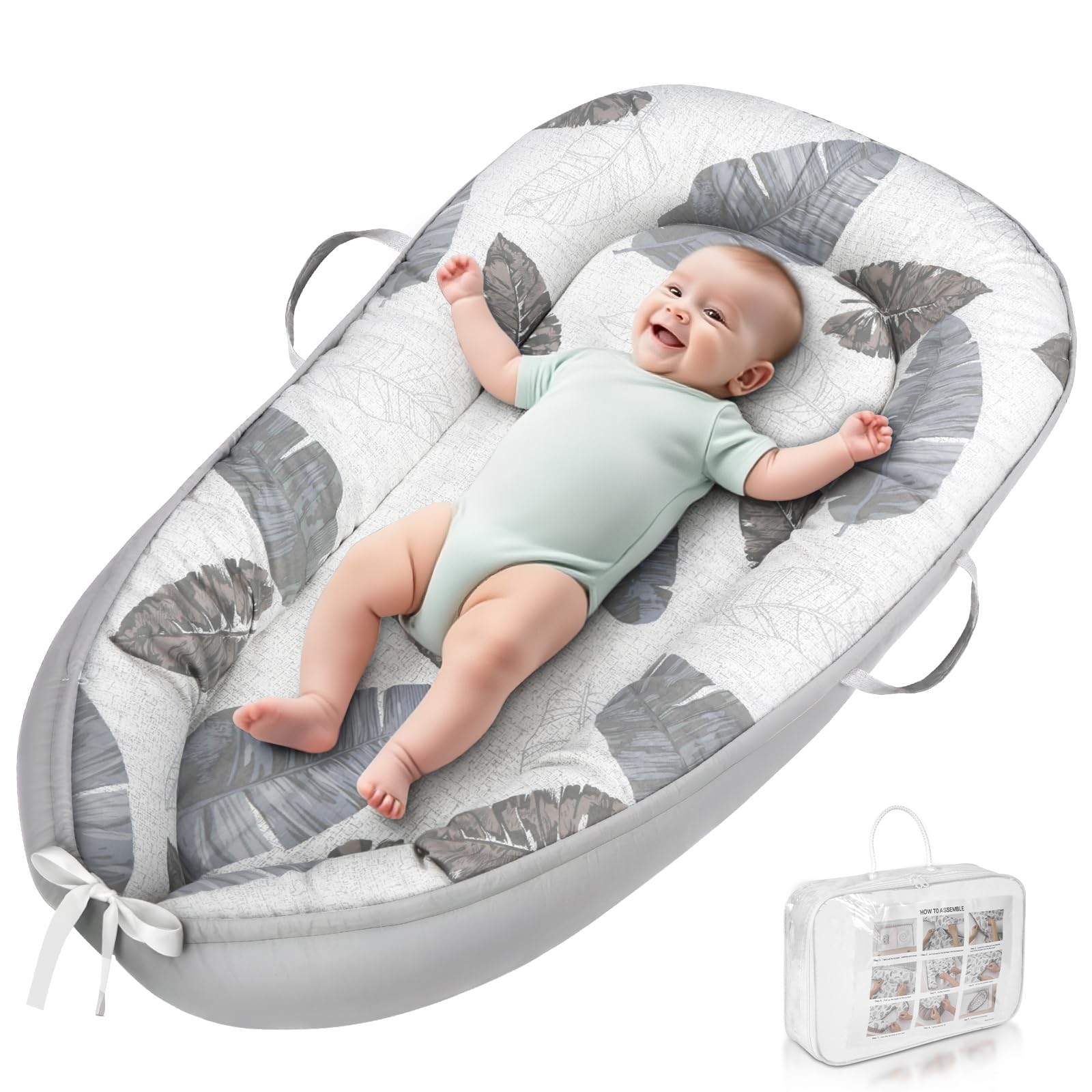 HOTUT Riduttore Lettino Neonato,Bozzolo Culla per Bebè neonata bilaterale,100% Cotone Nido per Neonati,Sacco a Pelo per Neonati Portatile e Lettino da viaggio