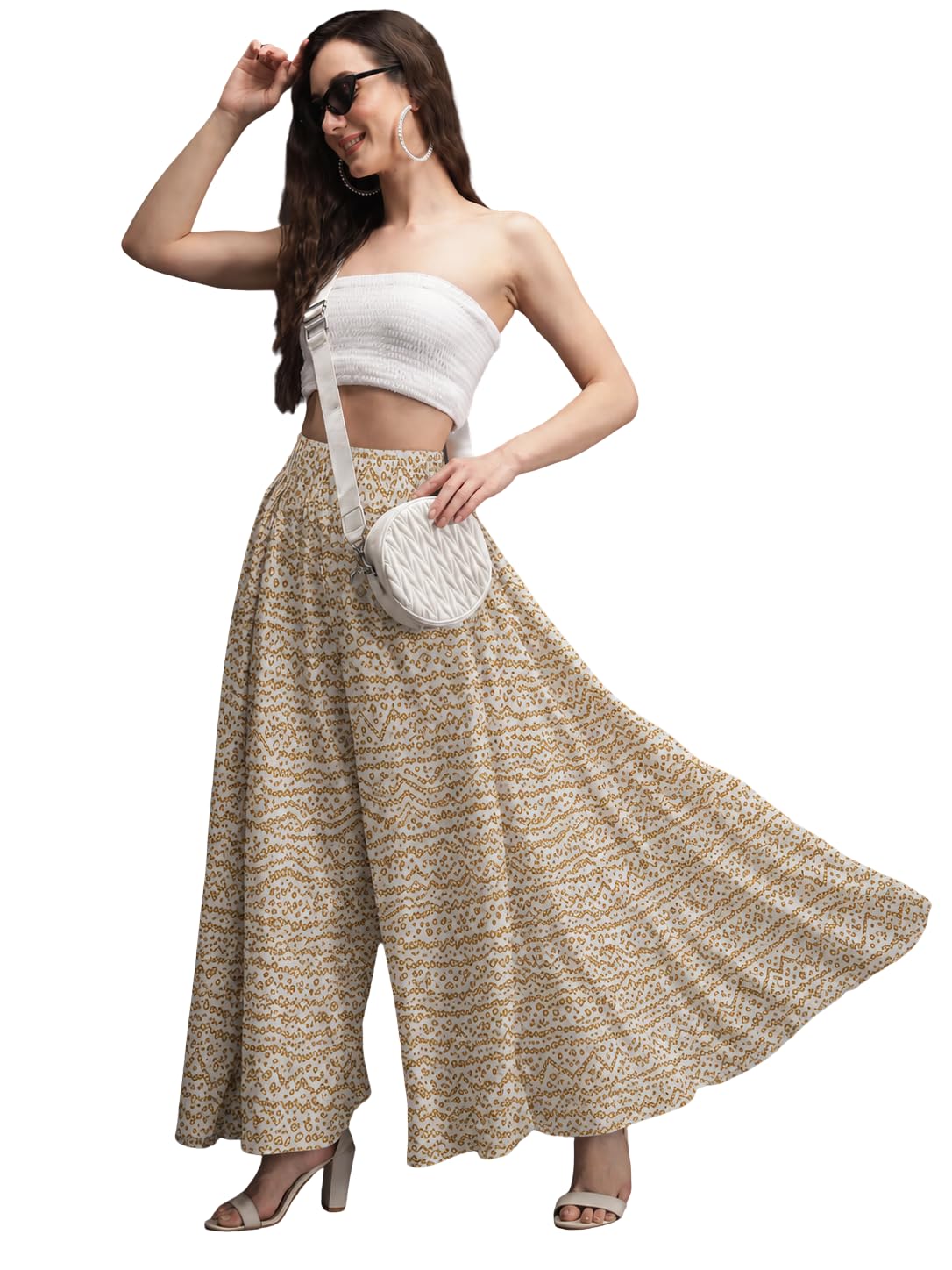 NSQE Presented Women Printed Palazzo Pants | Stylish Flared Palazzoo for Women | Casual & Ethnic Wear Palazzo | Floral Printed Palazzo for Women-image-8