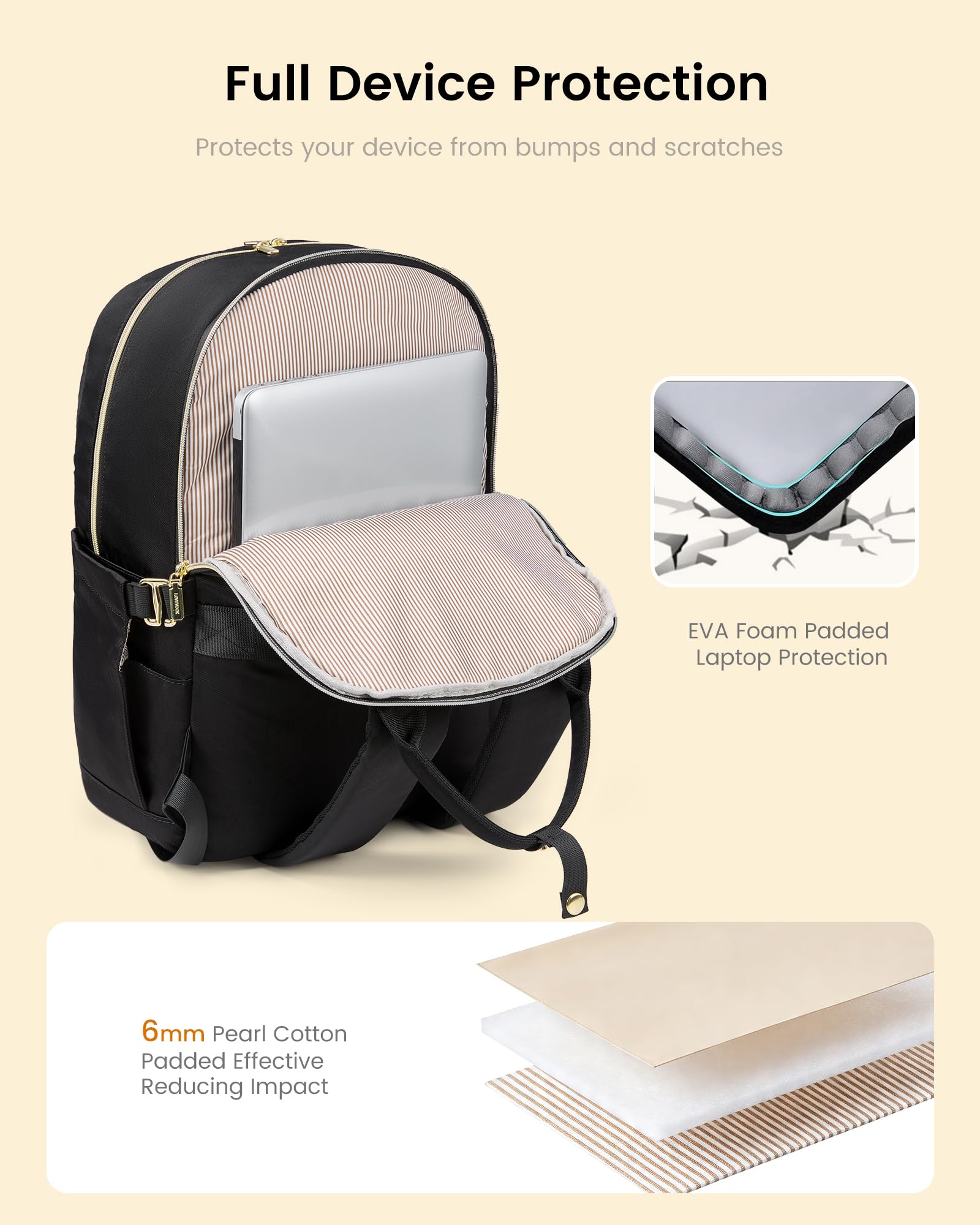 LOVEVOOK Laptop Rucksack Damen Groß Schulrucksack Teenager Mädchen Schultasche Wasserdicht Travel Backpack Women 17,3 Zoll Arbeitstasche Lehrertasche Tagesrucksack Elegant Daypacks für Arbeit Reise