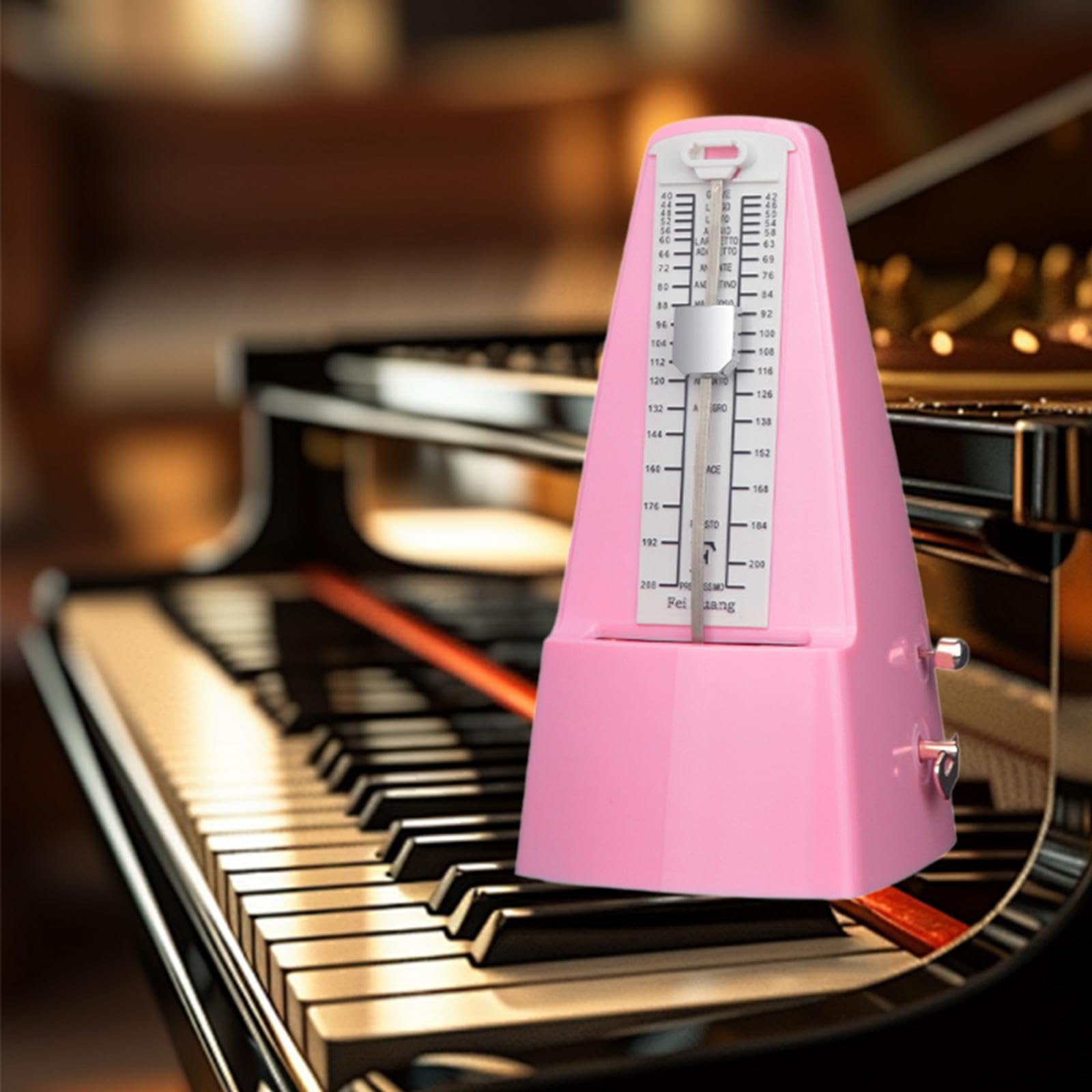 Métronome Mécanique Professionnel de Haute Précision En Métal, Facile à Lire, avec Un Tempo et Un Rythme Puissants pour Violon, Batterie et Ukulélé, Rose