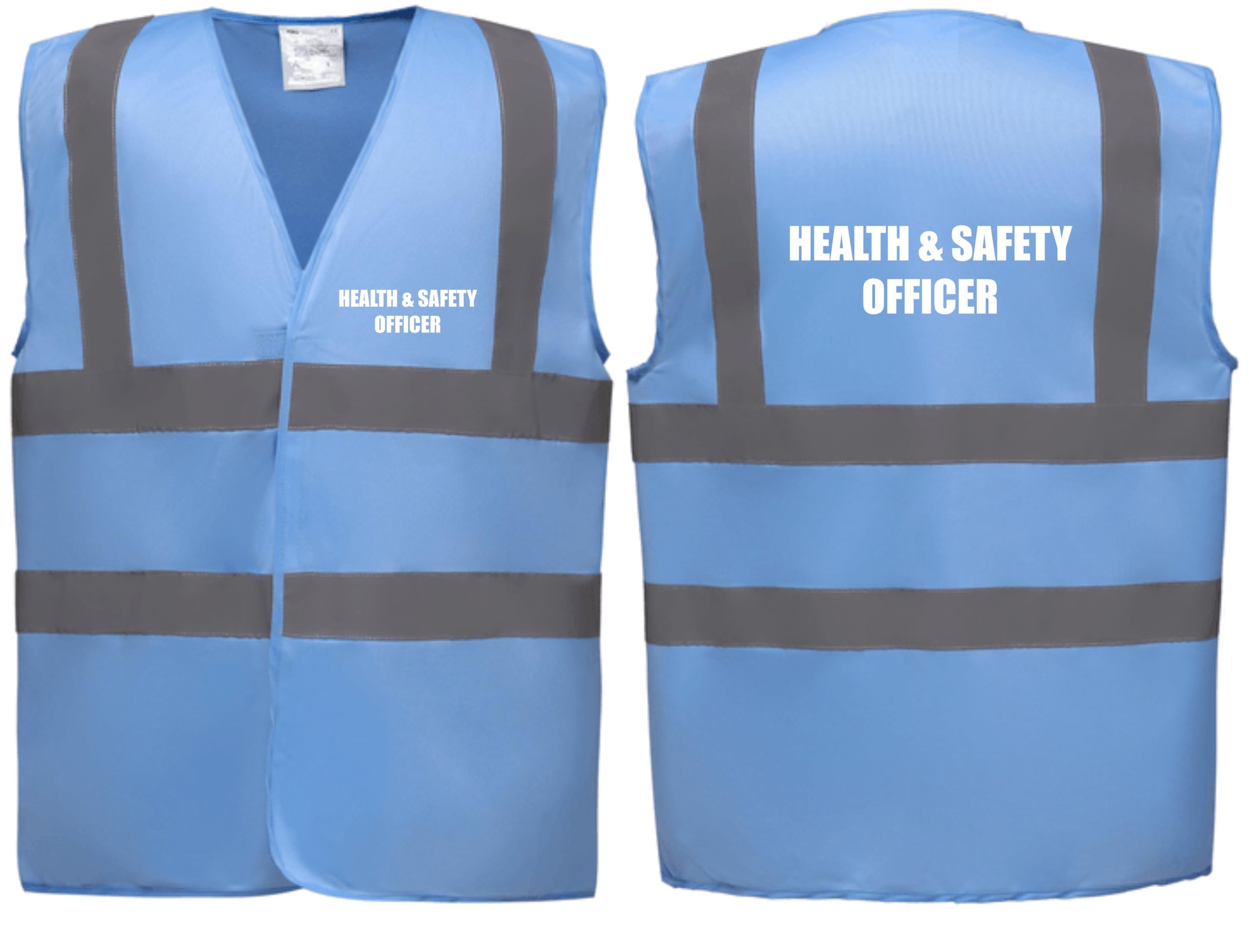 Brook Hi Vis Premium Safety Vest - HEALTH & SAFETY OFFICER Printed Front & Back, Event Management High Viz Waistcoat, Available in 14 Colours, Festivals (Sky Blue, Large)