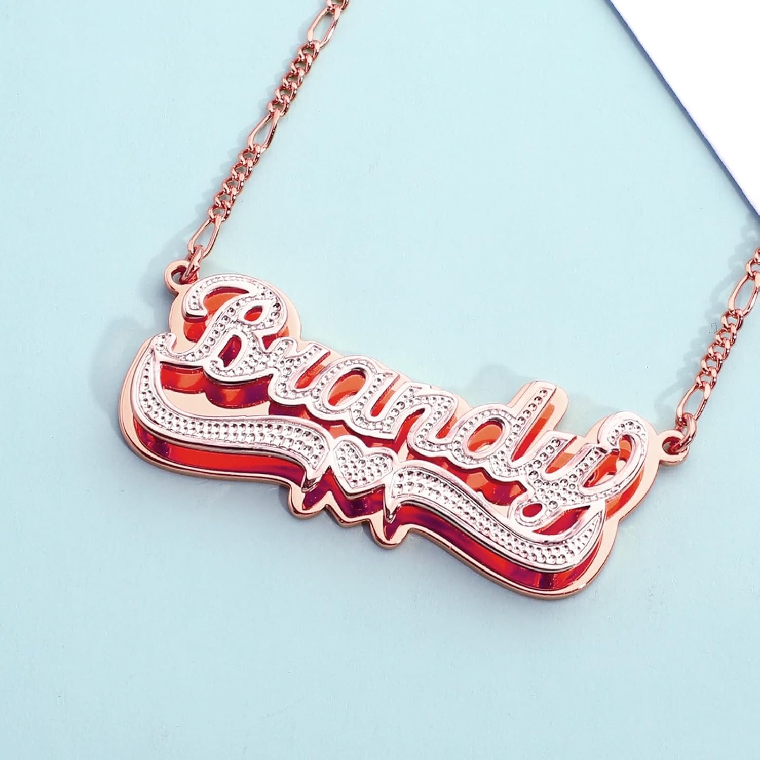 Drawelry Personalized Name Necklace Two Tone 18K Gold Plated Double Heart Pendant Custom Nameplate Jewelry Valentine's Gift for Women Men Couples Anniversary Birthday Gift
