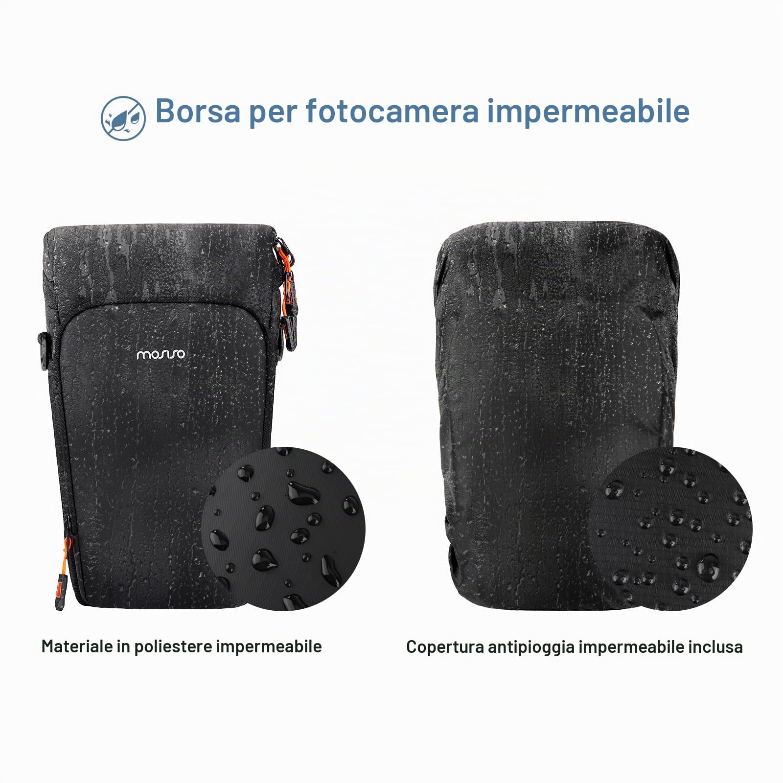 MOSISO Borsa Fotocamera,Borsa Tracolla Accesso Top Fotocamere Reflex | Digitali Kit Obiettivo,Custodia Imbottita Camera Copertura Antipioggia&Tracolla Regolabile,Borse Fotografiche,Nero