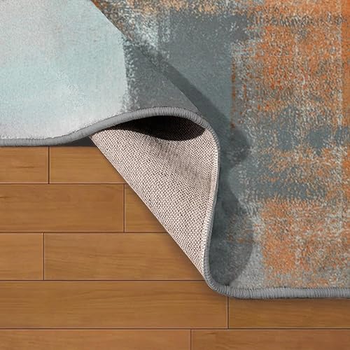 Miniatura 8 de LOKMU Alfombras antideslizantes con pintura mixta dorada y turquesa, para decoración del hogar, para aula, sala de estar, dormitorio, comedor,