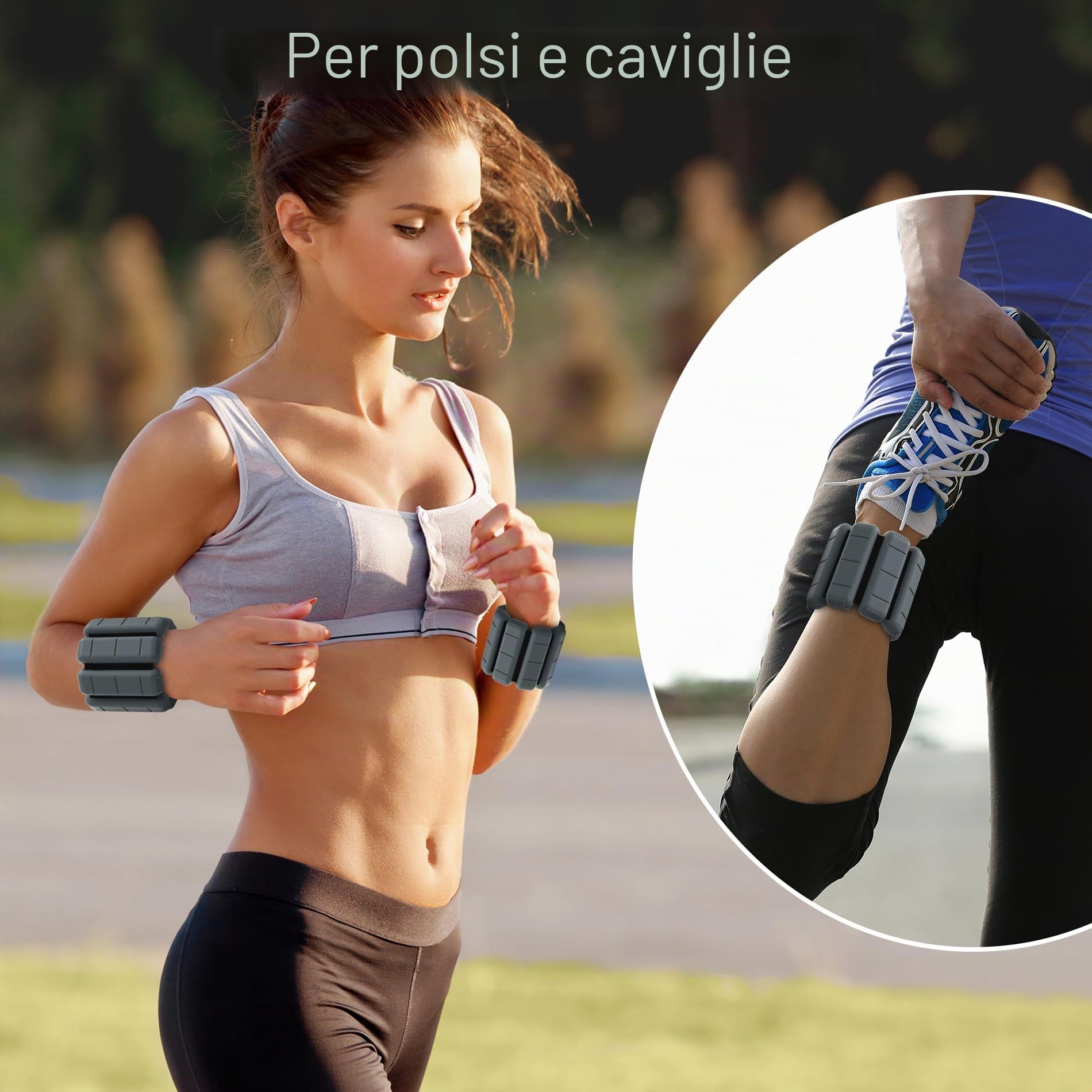 TOPESCT pesi per polsi e cavigliere indossabili set di 2 (0,5 kg/0,9 kg ciascuno),braccialetti regolabili con pesi per allenamento di forza,camminata,corsa,pilates,jogging,yoga