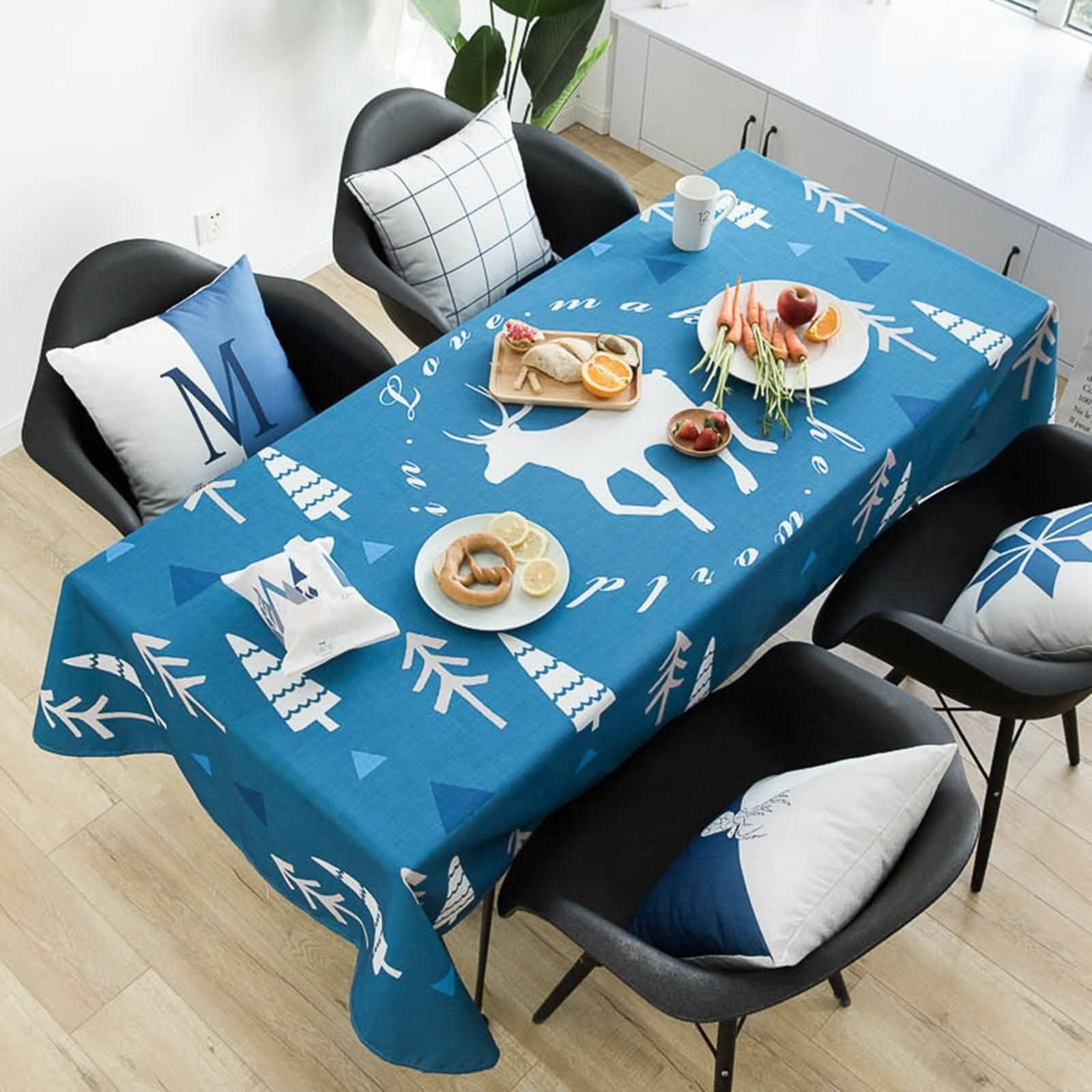 Mantel Mesa Nordico Tela Barato Estampado De Animales Estilo Nórdico Simple para Comedor Manteles Grandes Poliéster Protección Decoración 140X140Cm