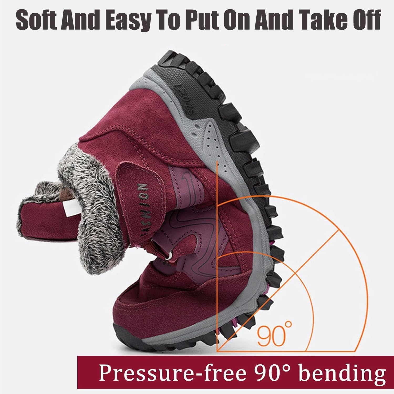kuker Winter Warm Shoes, Womens Outdoor Non-Slip Warm Orthopedic Boots, Thickened Plush Comfort Orthopedic Boots, for Men & Women