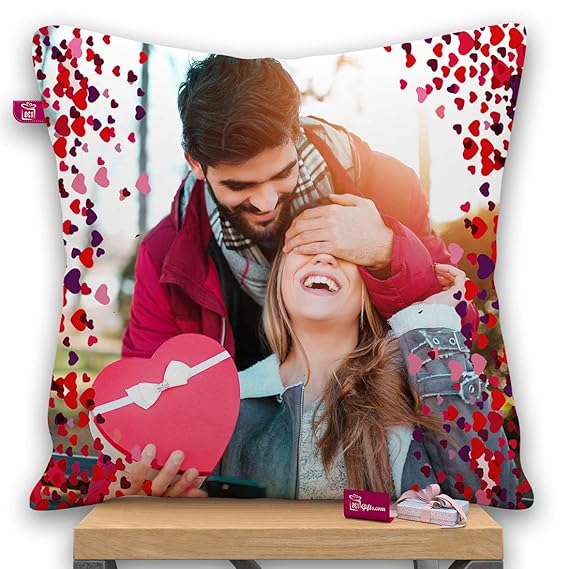 k1gifts Photo 12 * 12 Personalized Heart Design Photo Pillow/Cushion Valentine Day,Birthday,Anniversary, mothers's Day, Father's Day,Raakhi Pillow/Cushion All Occasions Gifts
