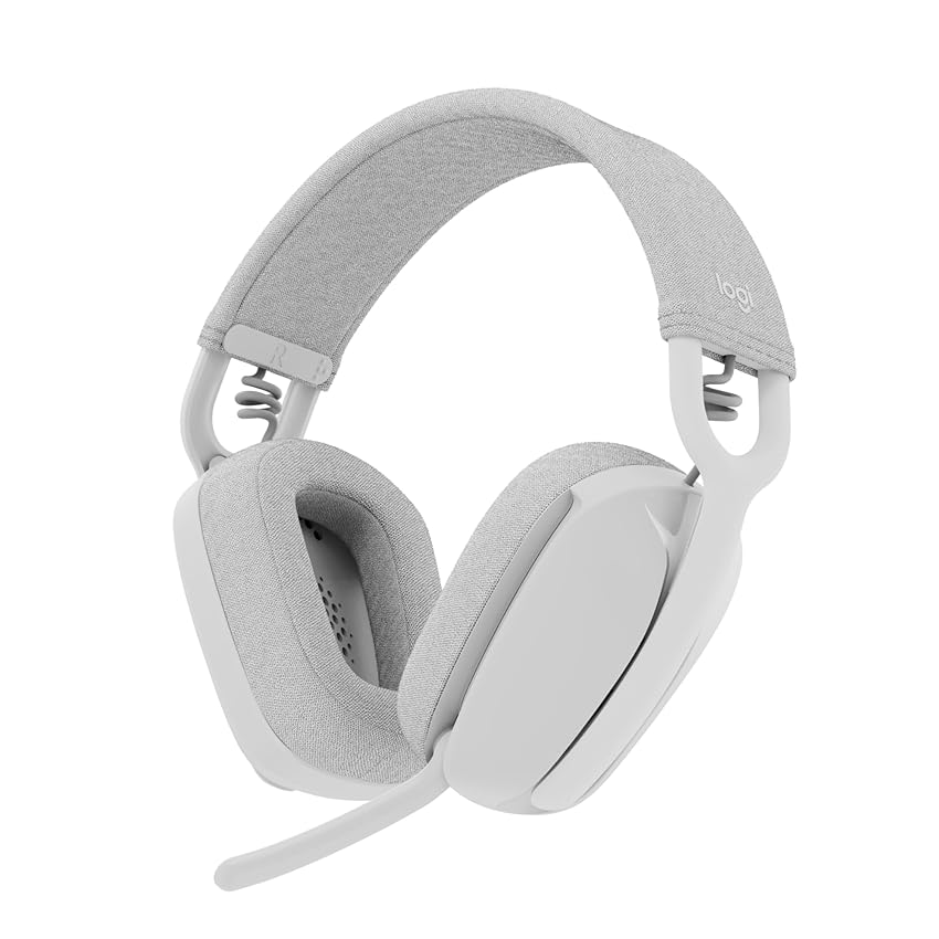 Logitech Zone Vibe 100 Cuffie Wireless Over-Ear Leggere con Microfono con Eliminazione del Rumore, Auricolare Bluetooth Multipoint, Compatibile con Teams, Google Meet, Zoom, Mac/PC - Bianco